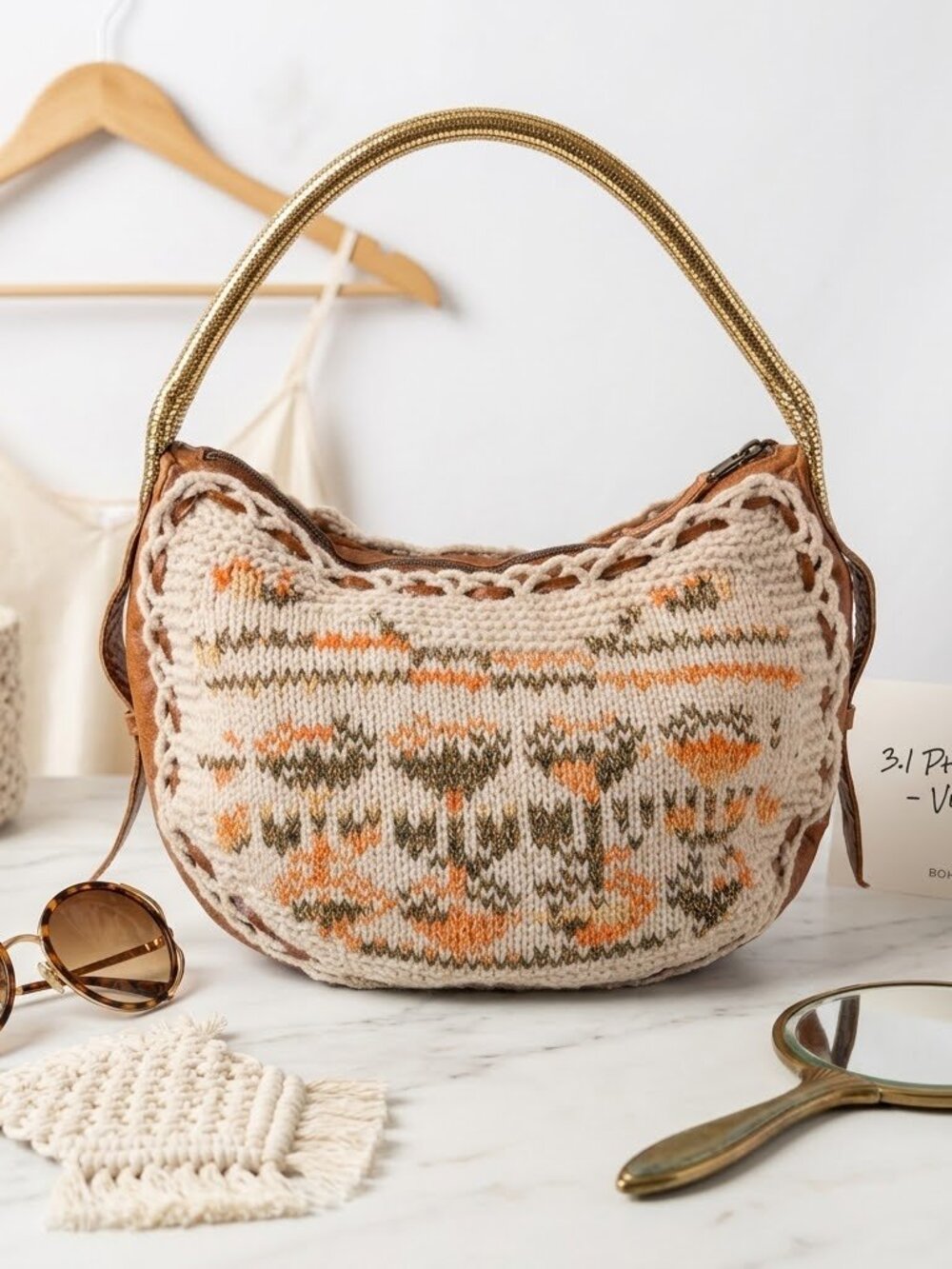 ✨RARE VINTAGE 3.1 Phillip Lim Gold-Thread Boho-Glam Hobo Bag - ONE OF A KIND!✨